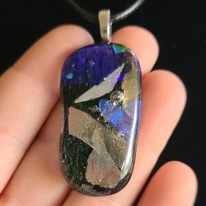Multicolor Dichroic Glass Pendant Necklace
